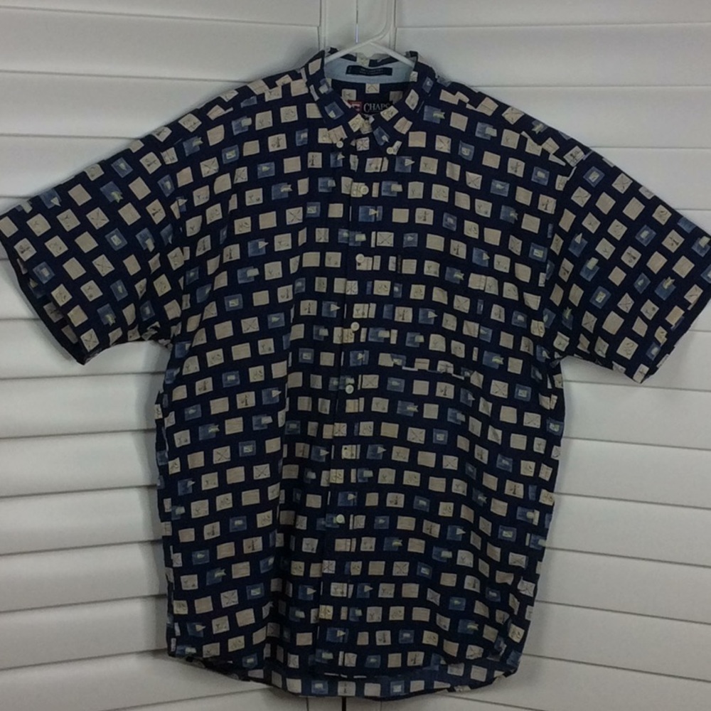 🚫sold🚫Chaps Button Short Sleeve Golf Print Shirt